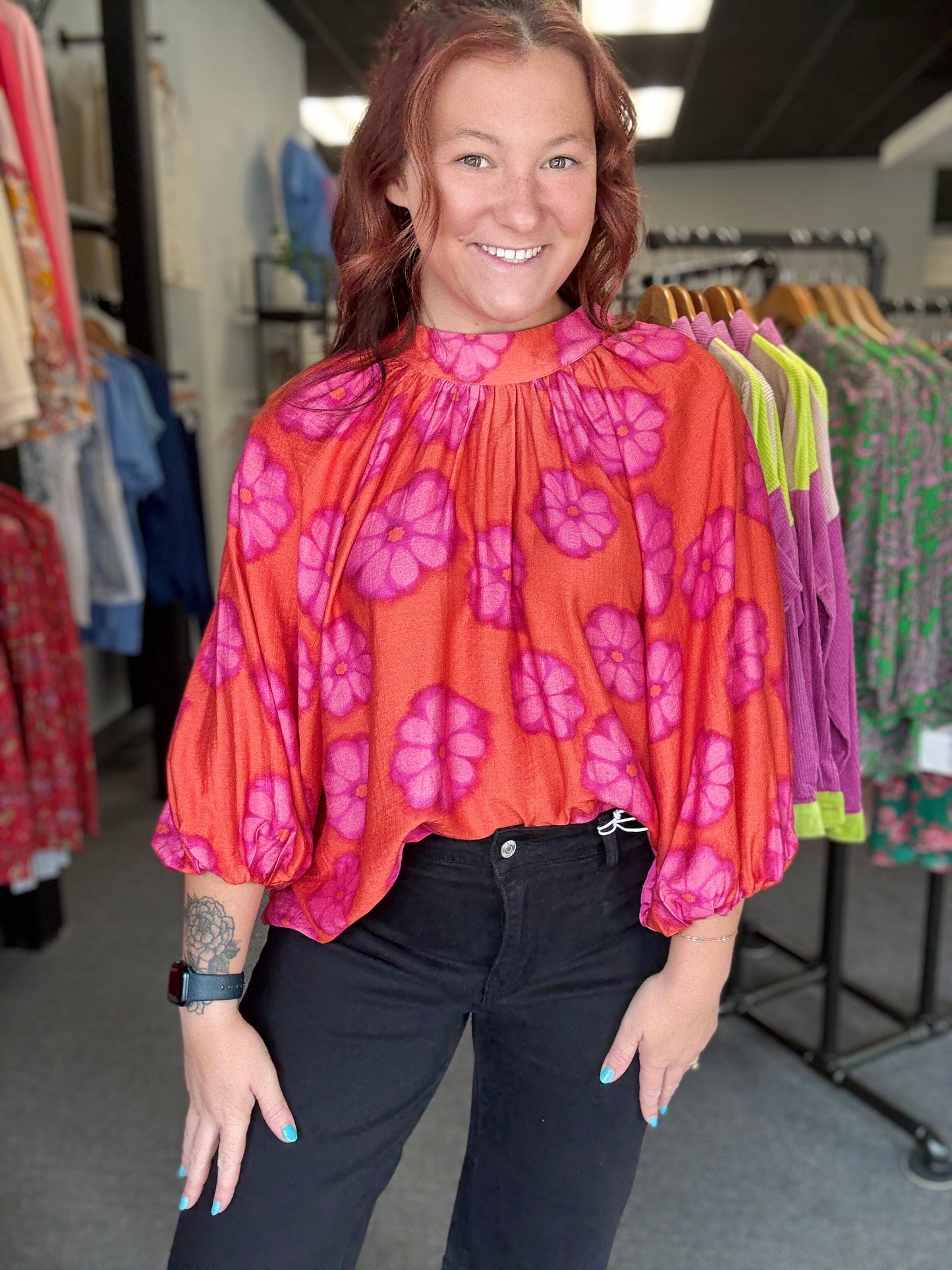 Orange Floral Top