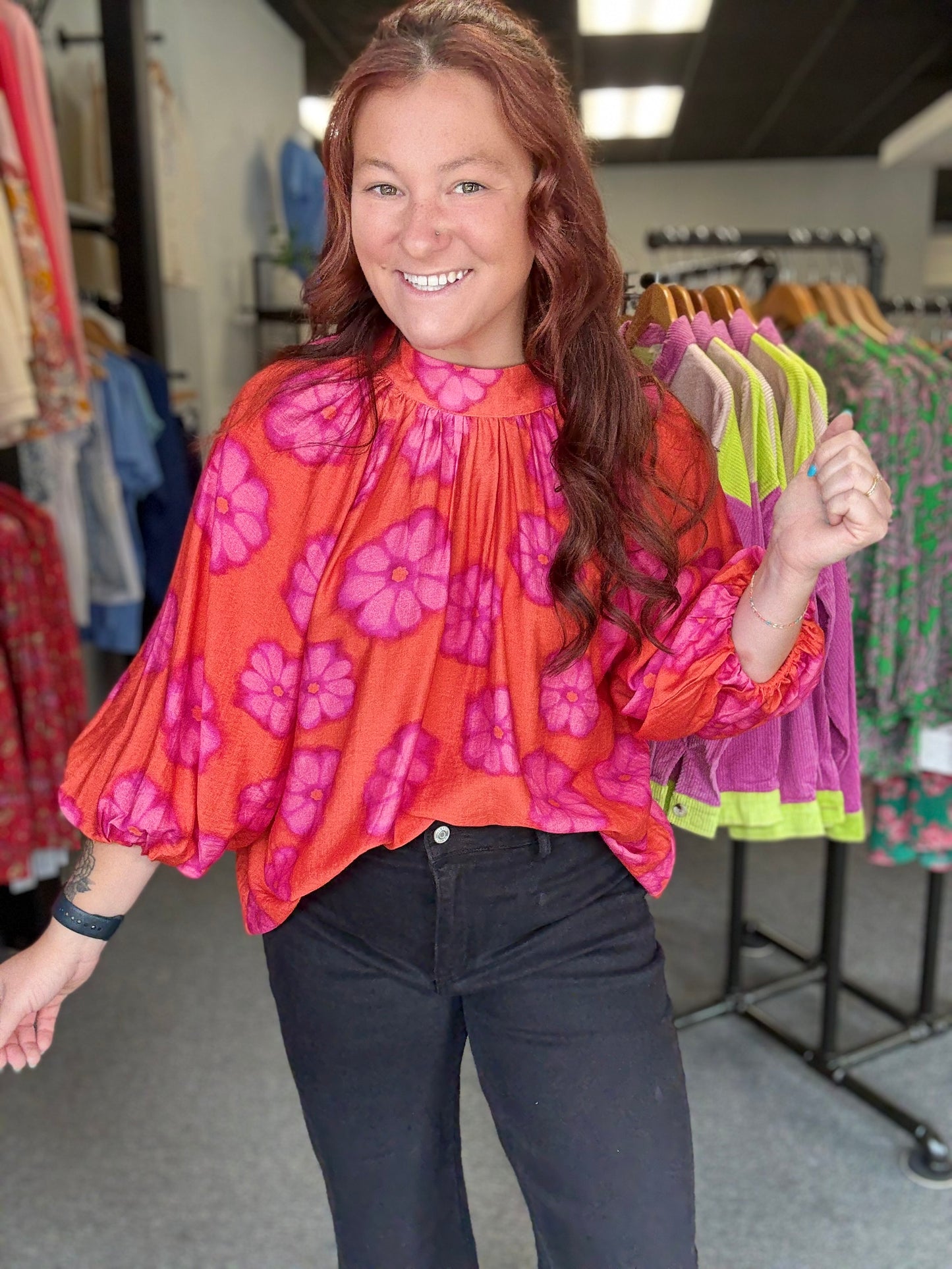 Orange Floral Top