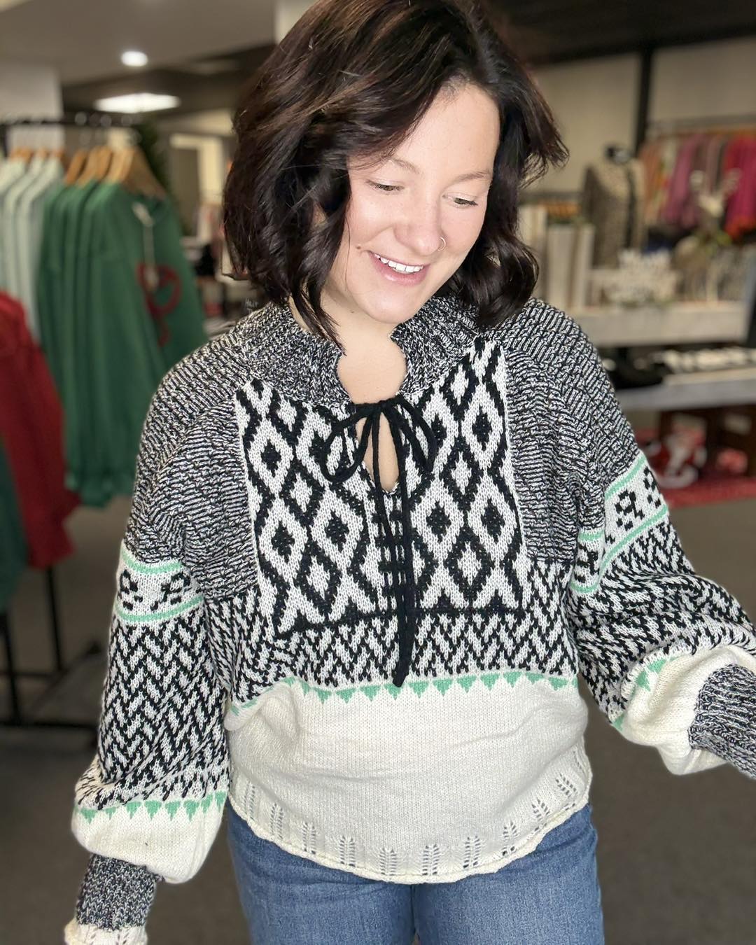 Black and Teal Sweater