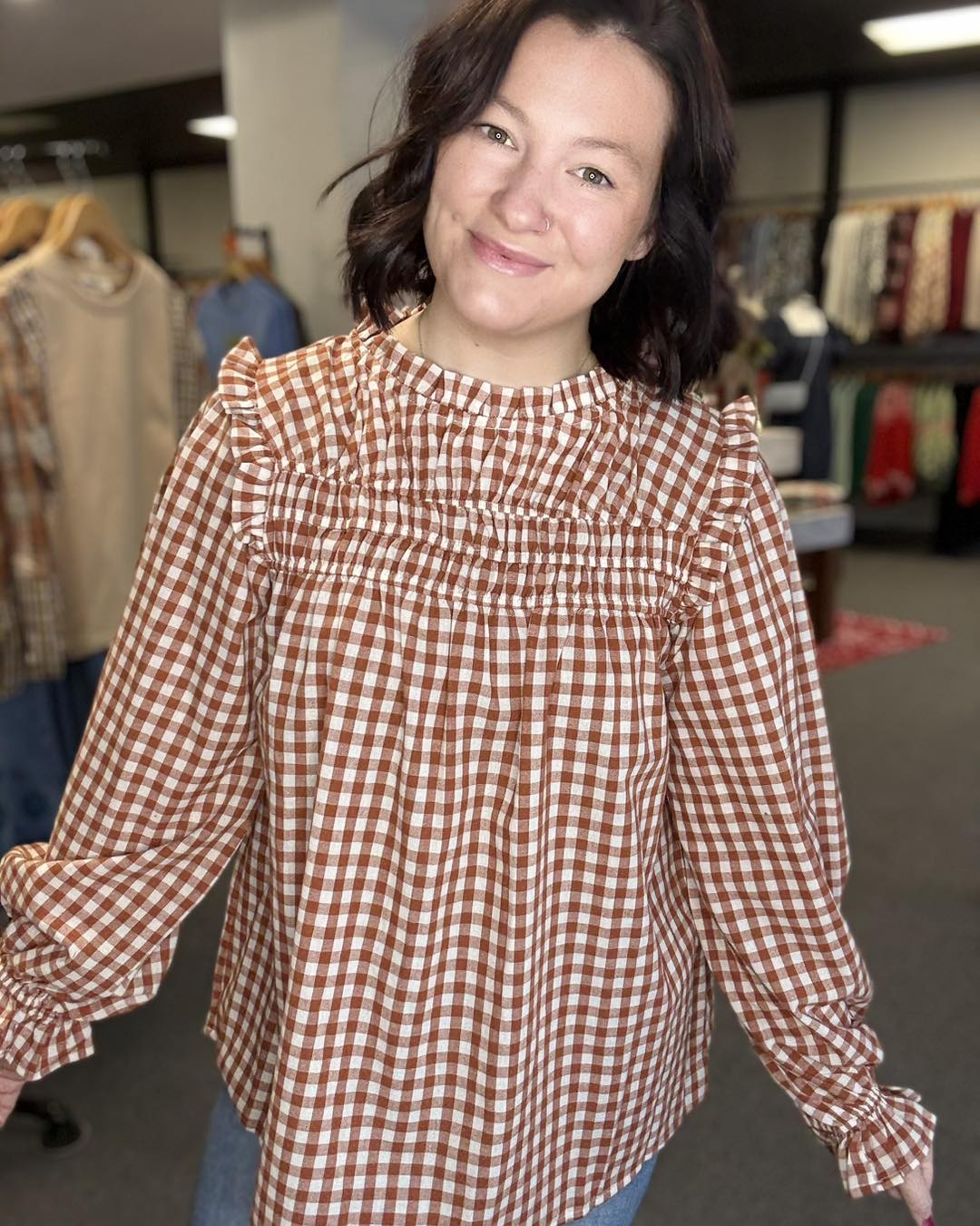 Rust Ruffle Flannel