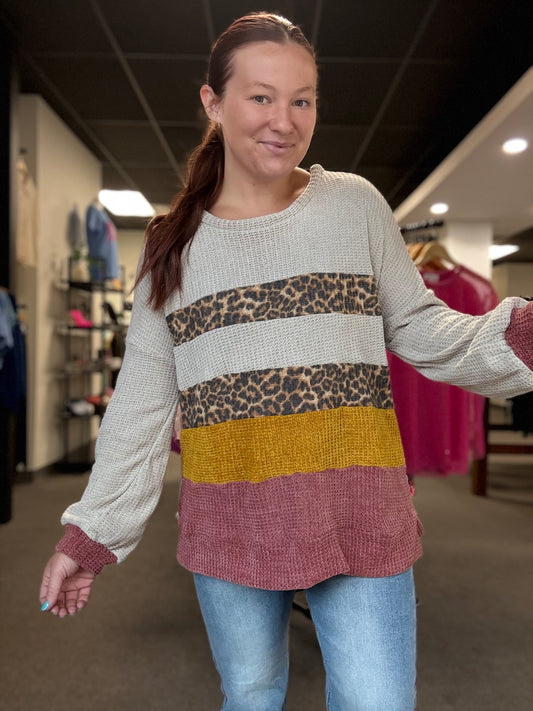 Grey Cheetah Print Long Sleeve