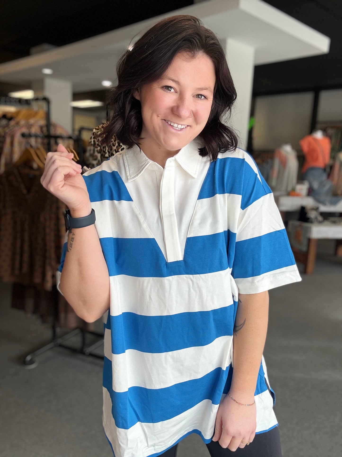 Oversized Royal Blue Collared Shirt