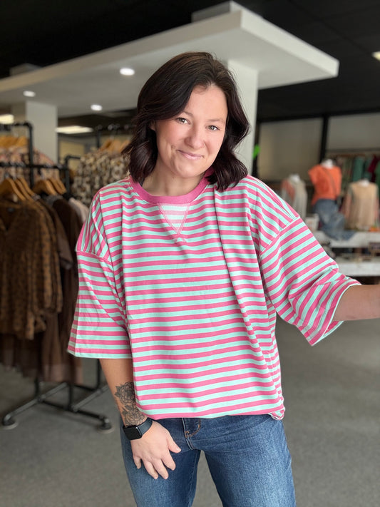 Striped Oversized Short Sleeve