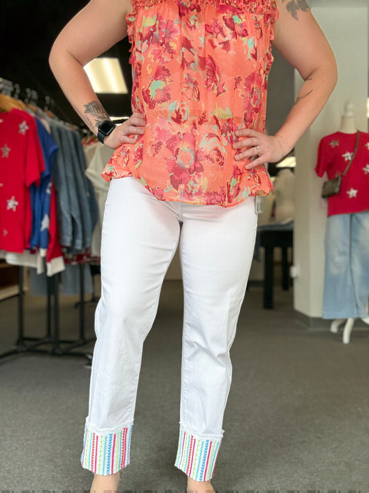 White Rainbow Cuff Pant