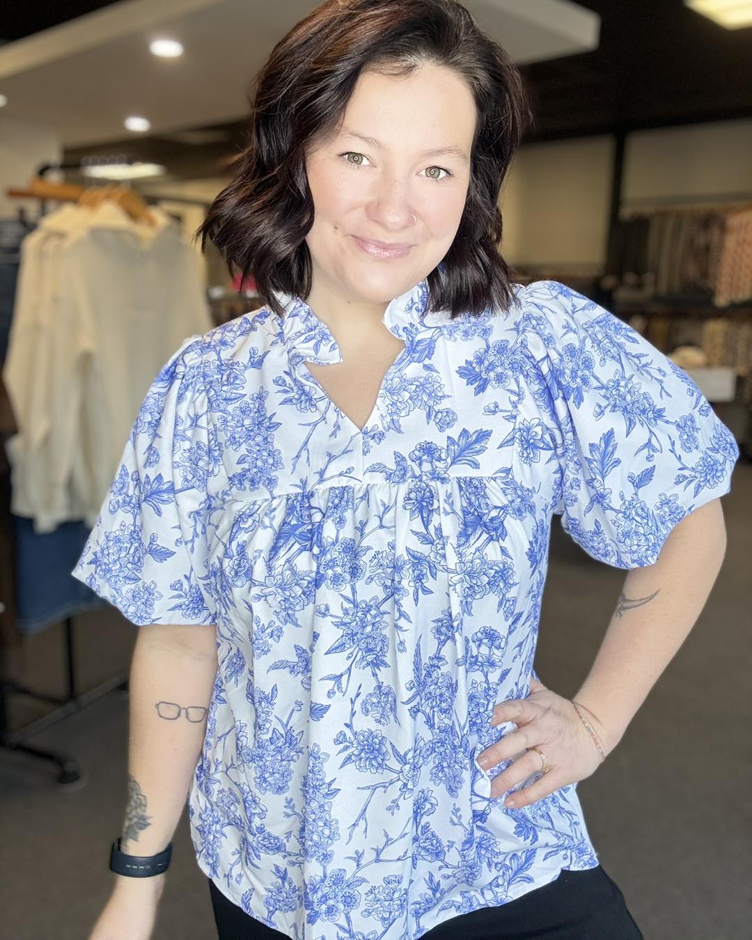 Blue Frill Short Sleeve