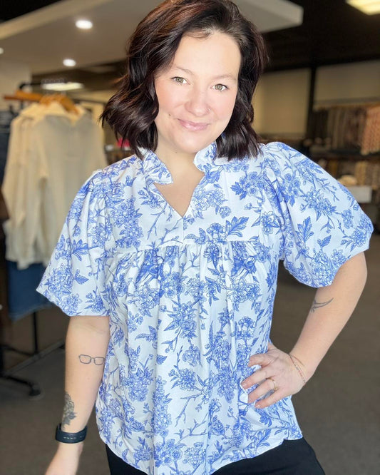 Blue Frill Short Sleeve