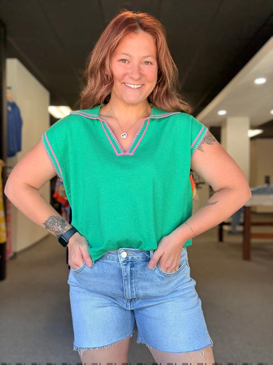 Green and Pink Top