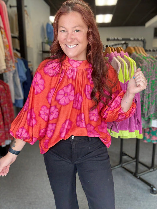 Orange Floral Top
