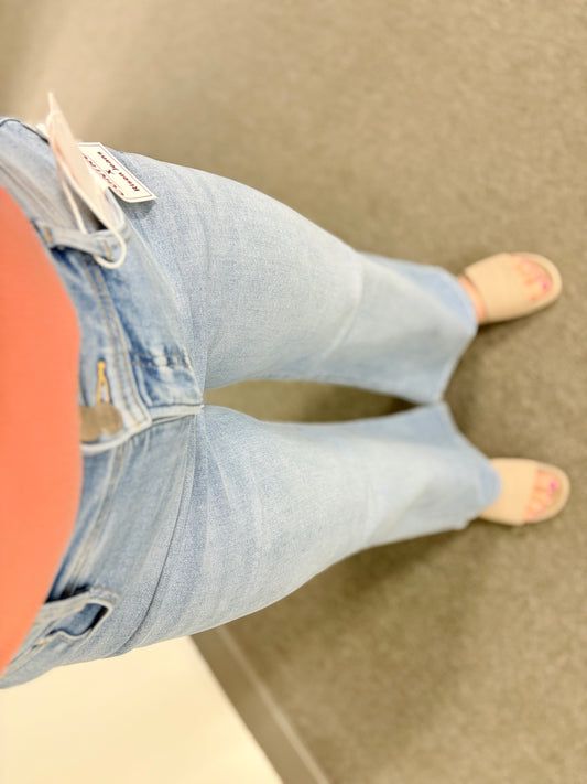 Tummy Control High Rise Crop Bow Jeans