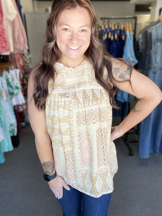 Mustard Ruffle Smock Top